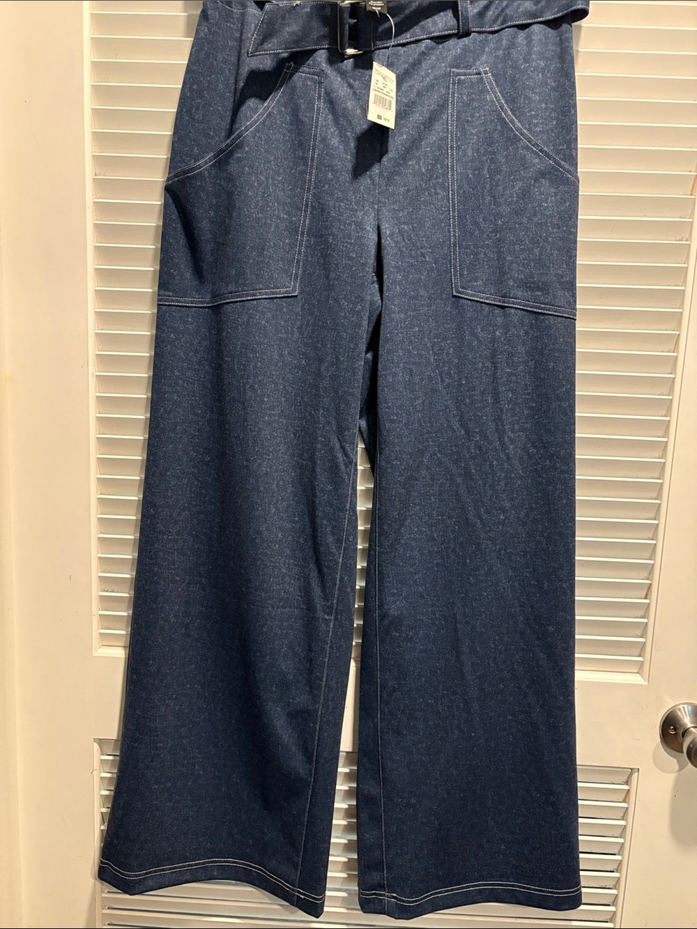 Ashley Stewart Dark Blue Wide Leg Jeans with Front Patch Pockets